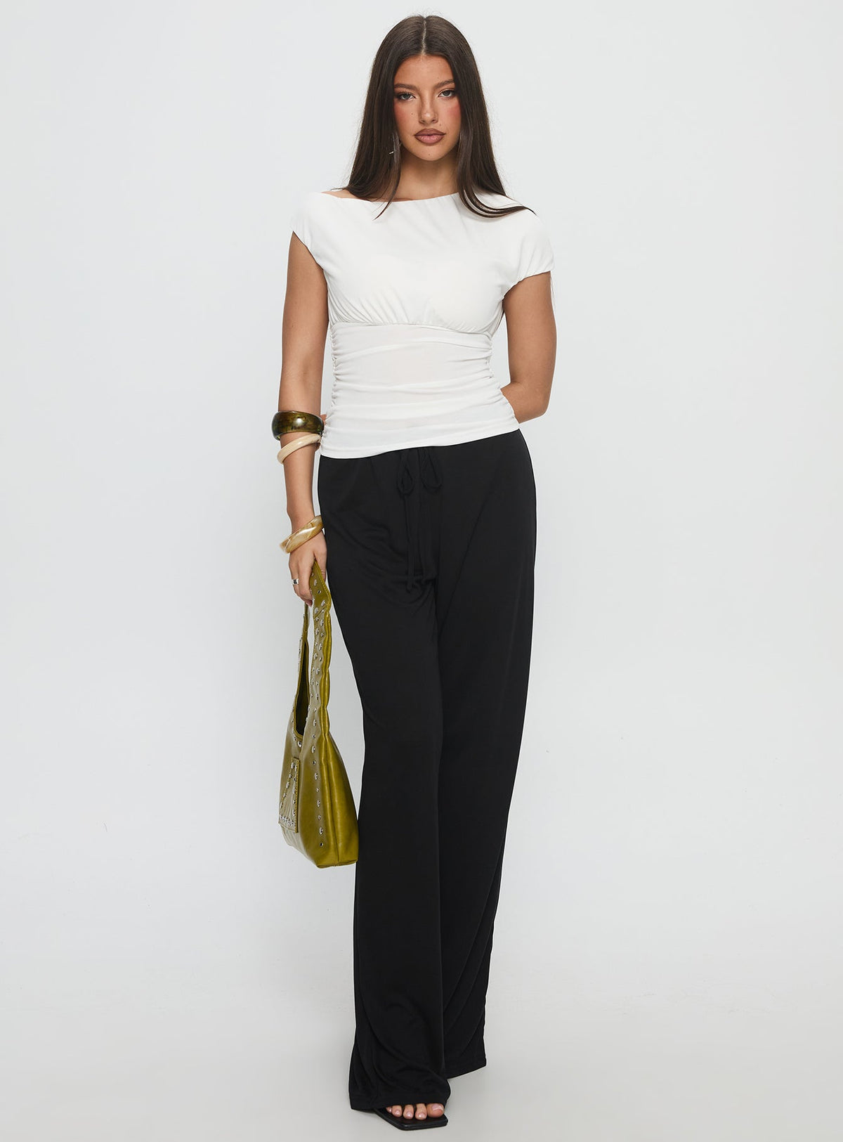 Emelyne Cinched Waist Top White