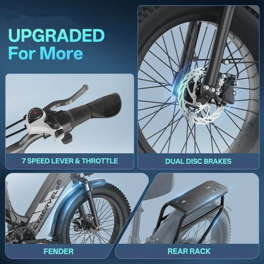 Pedal Electric Bike, 80 Miles Range, 400 lbs Weight Capacity