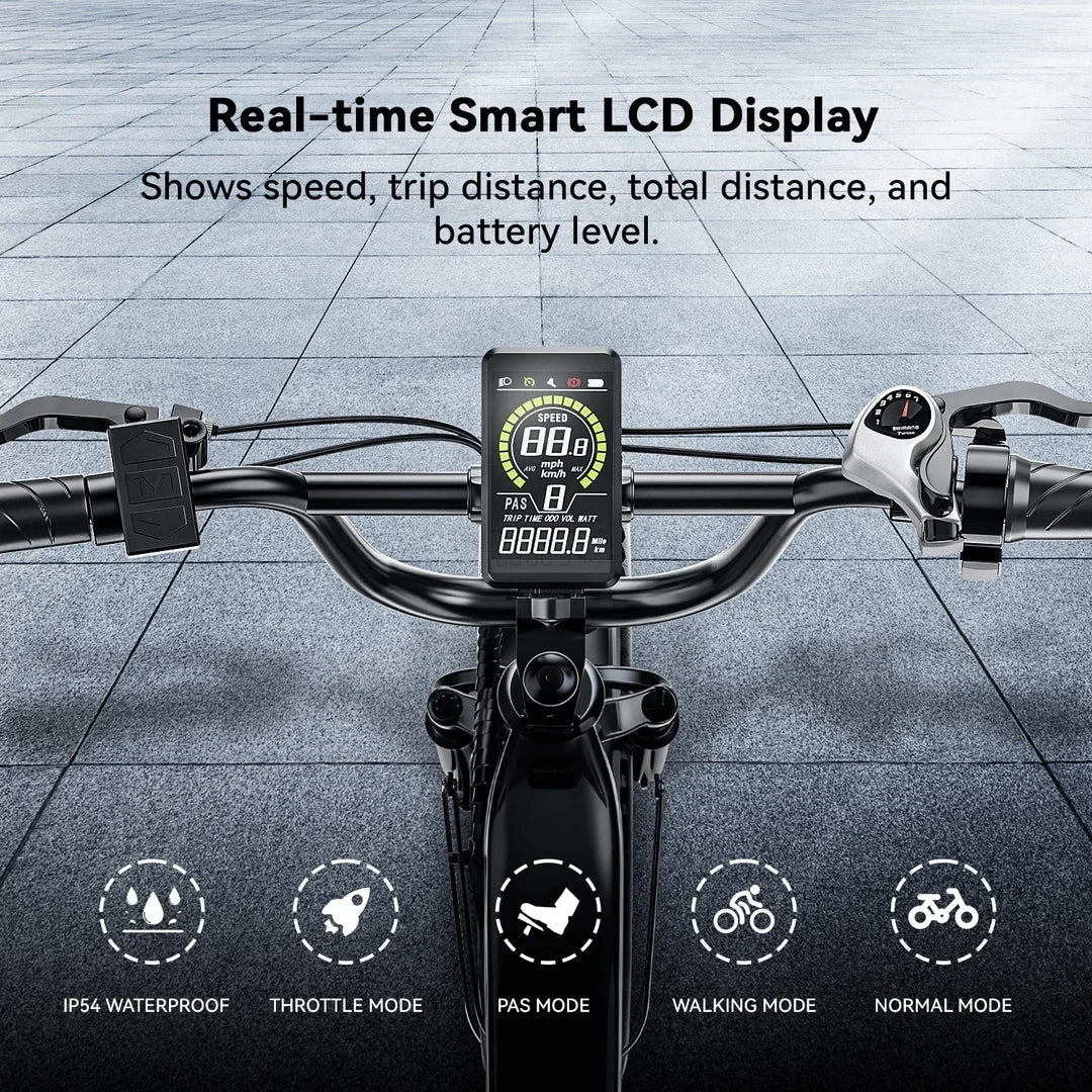 Pedal Electric Bike, 80 Miles Range, 400 lbs Weight Capacity