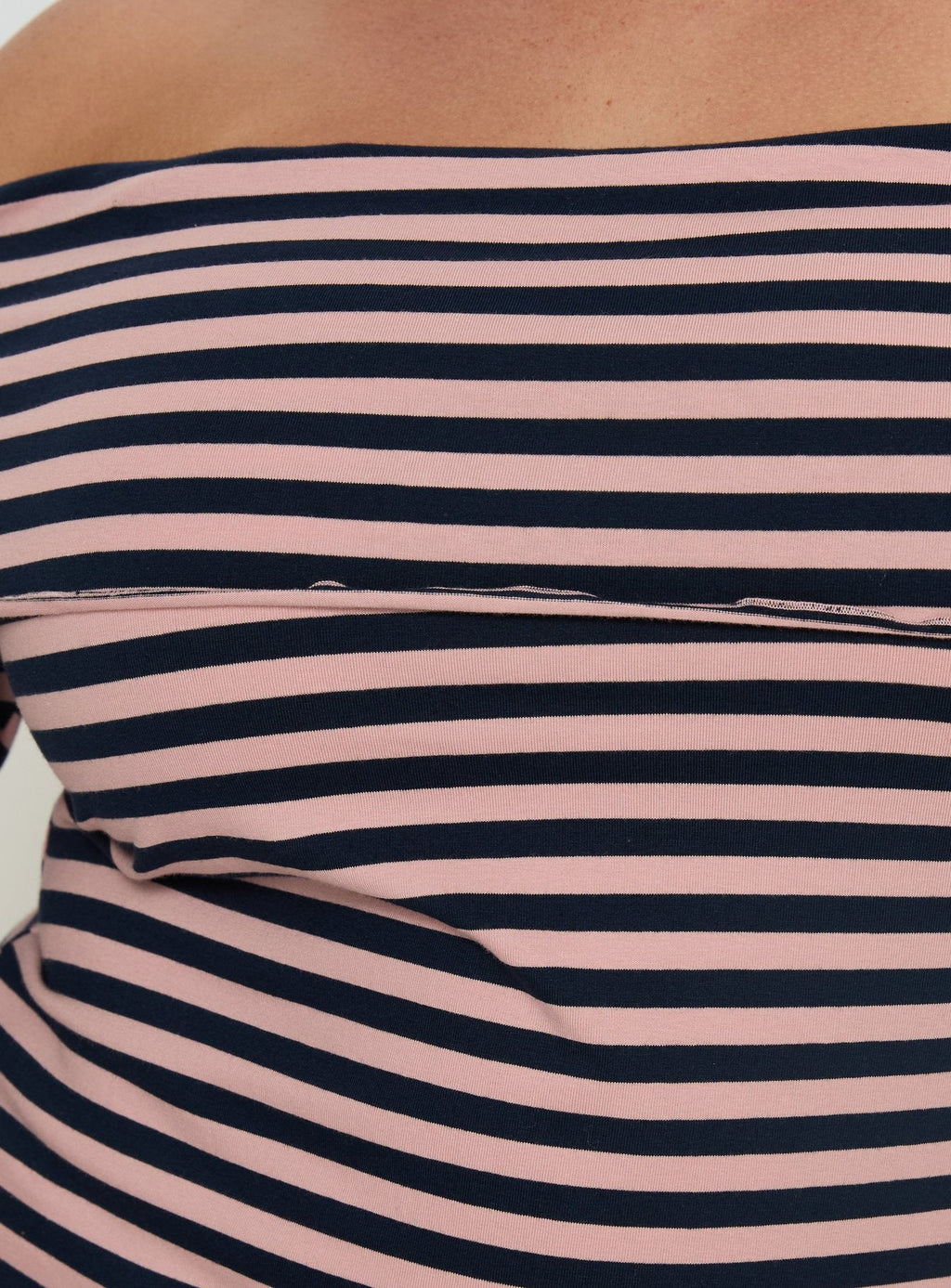 Janicia Off Shoulder Top Pink Stripe Curve