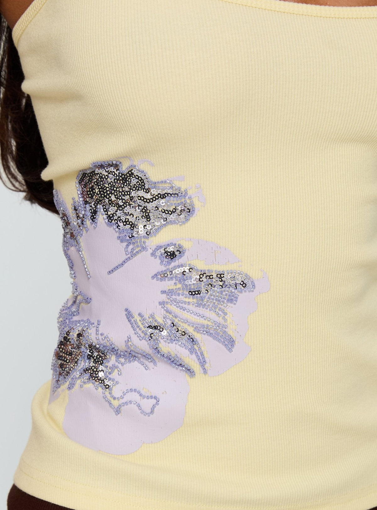 Admiration Bead Detail Top Lemon