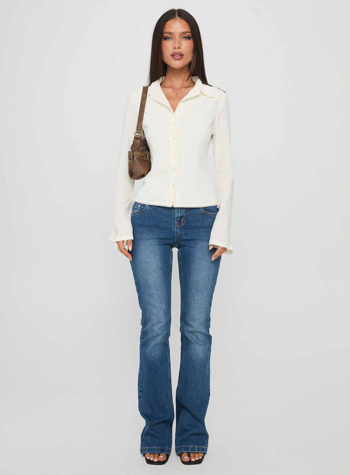 Emersonne Button Up Top White