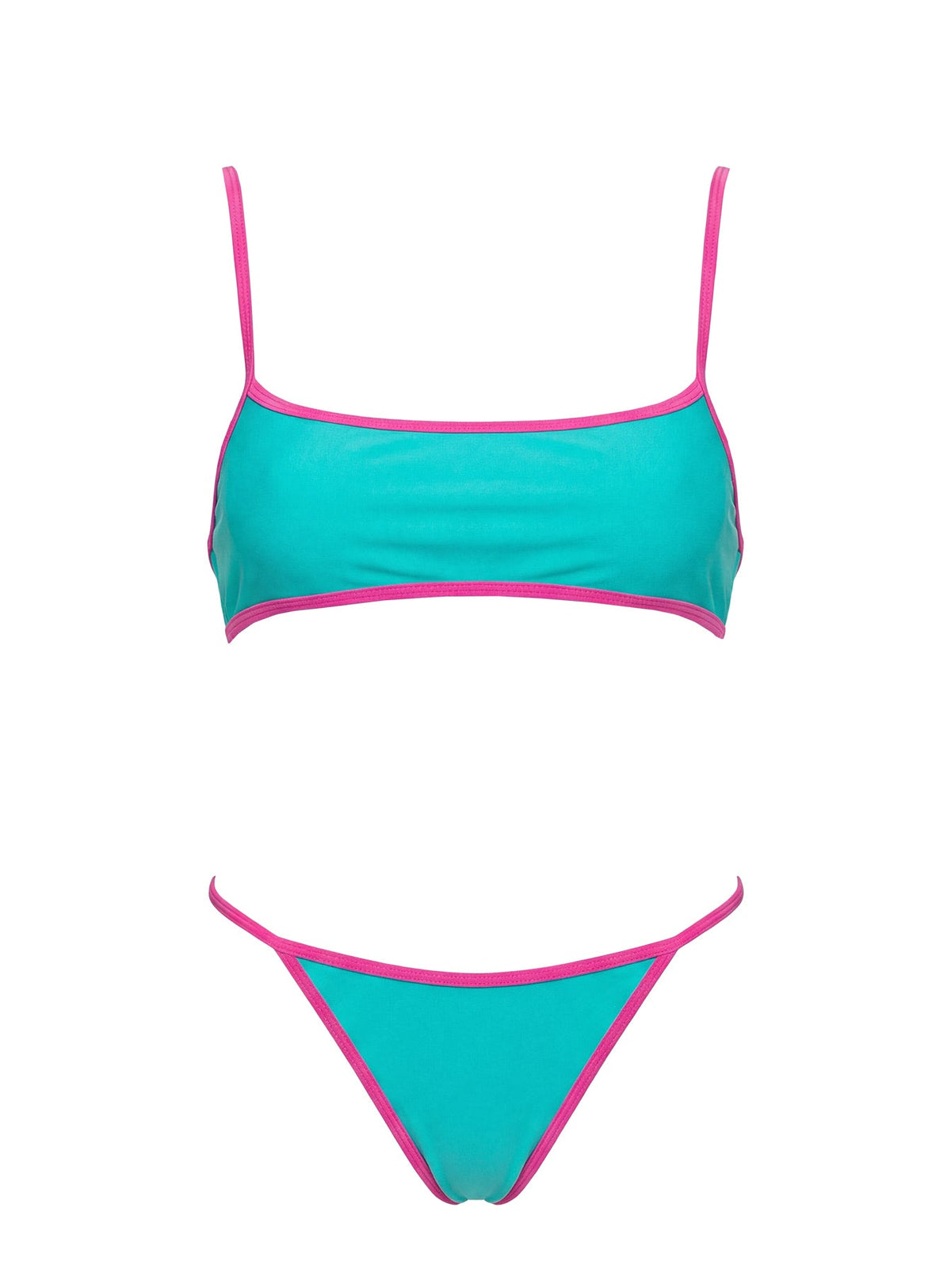 Remaro Contrast Bikini Top Green / Pink